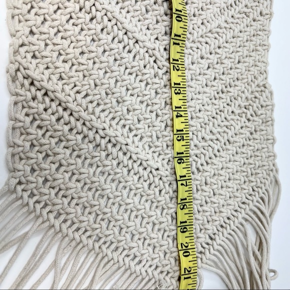 Macrame Wall Hanging Art Woven Boho Geometric Home Decor Tan Cream - Picture 7 of 9